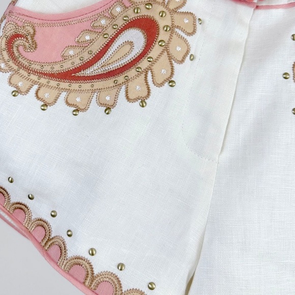 Sold out Zimmerman Raie Belted linen mini shorts - Picture 5 of 6